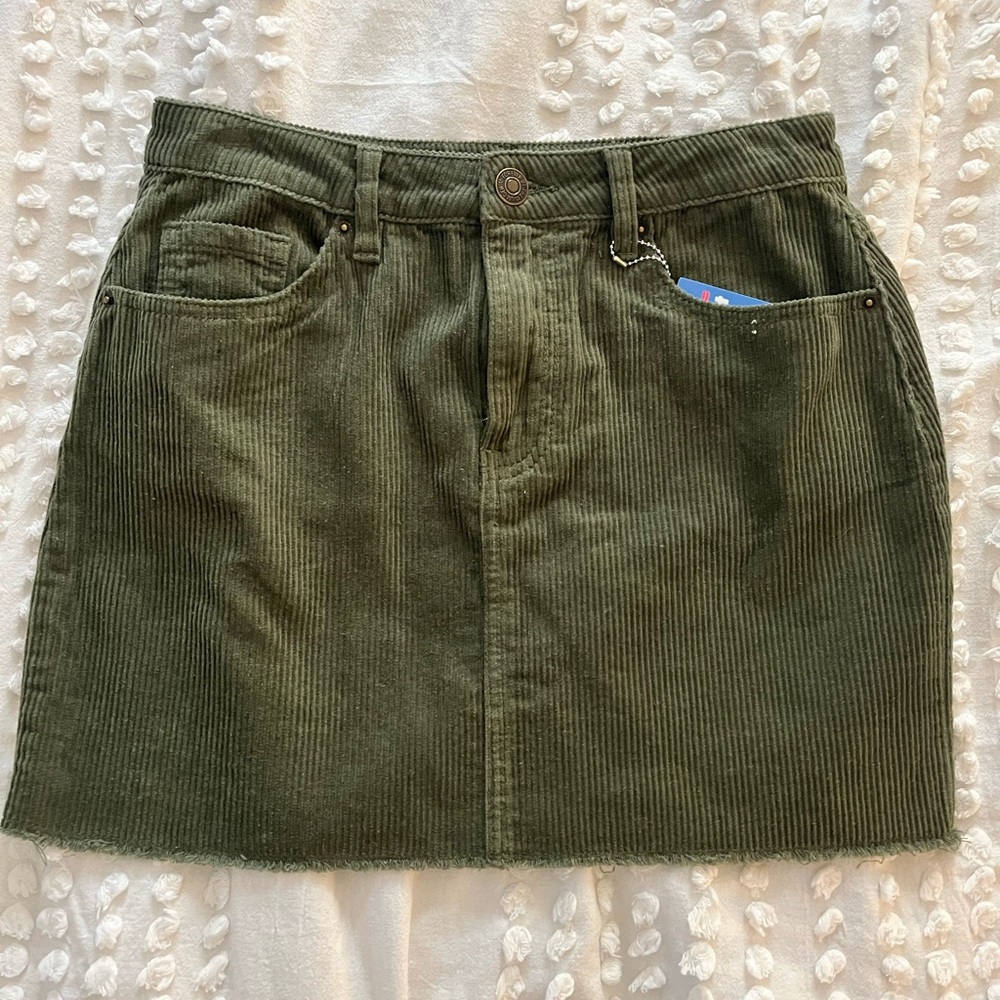 forever 21 small green corduroy skirt
